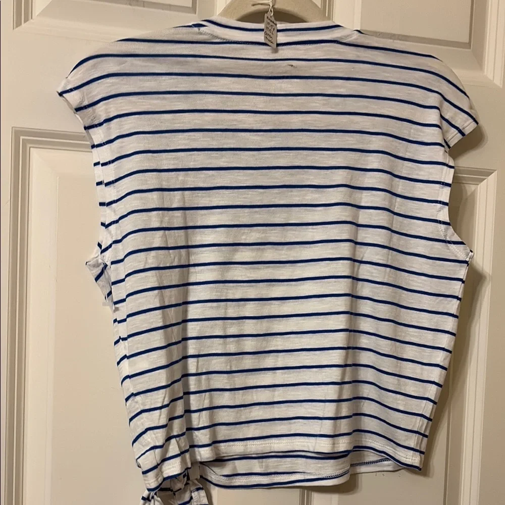 NWT Banana Republic Blue White Sleeveless Tee with Tie Front - Picture 10 of 12